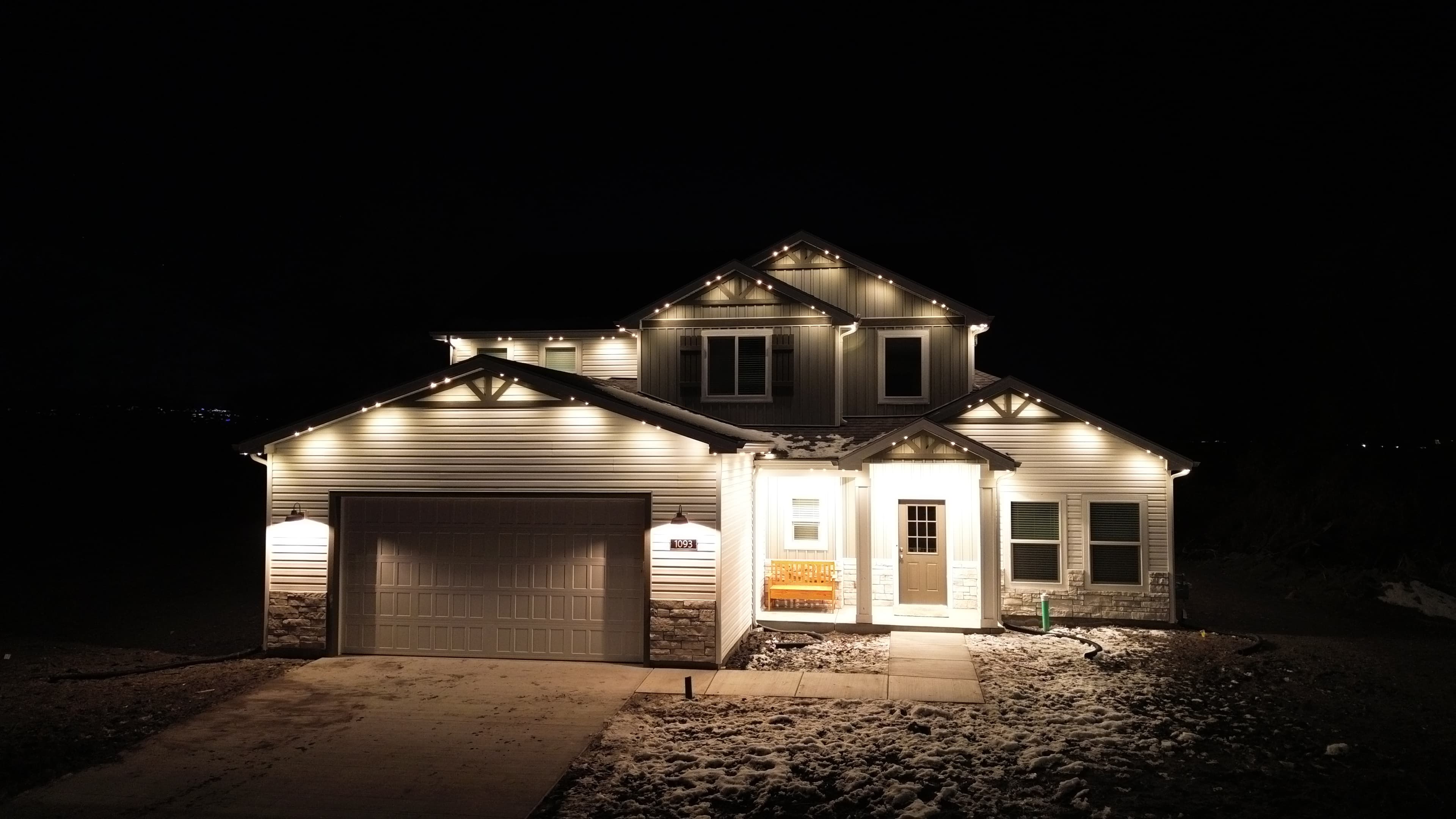 Permanent LED lighting installation on a Roy, Utah home