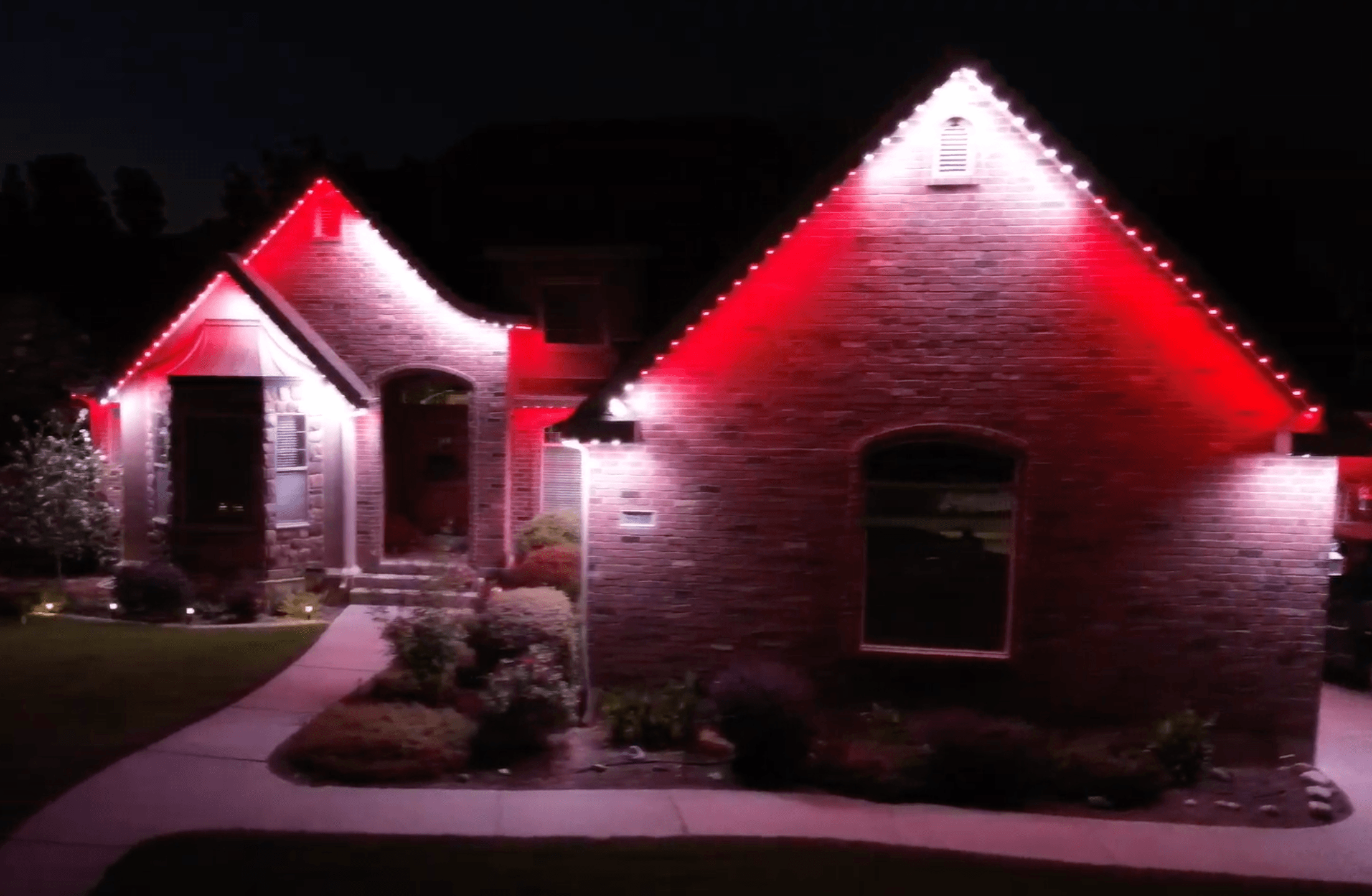 Music sync lighting display on a Salt Lake City home during the holidays